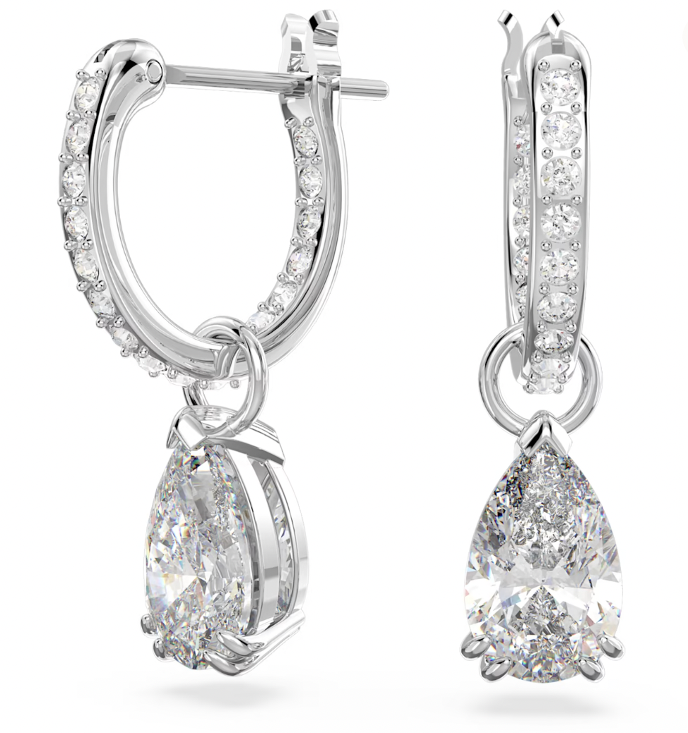 Diamond drop deals hoop earrings