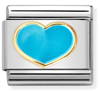 Love - Coloured Heart Turquoise Gold Charm