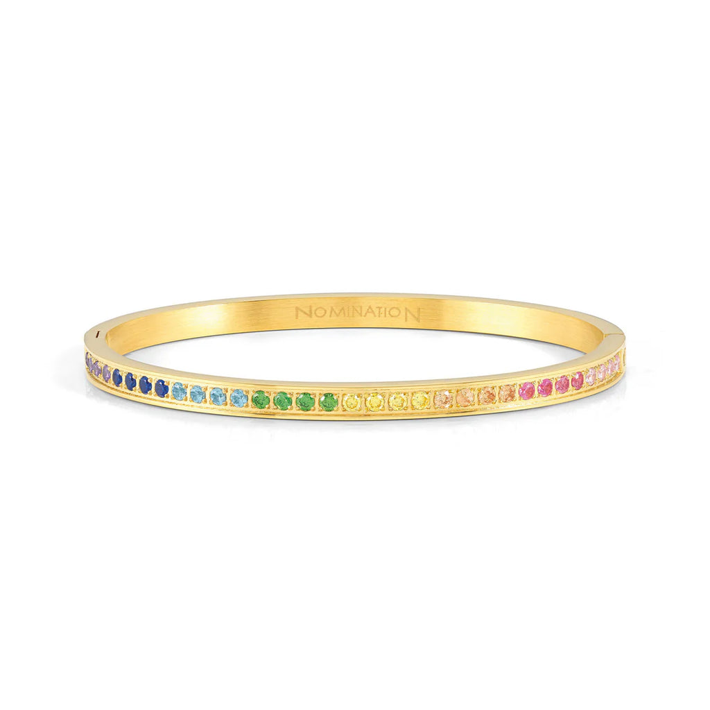 Pretty Bangles: Gold with Rainbow CZ