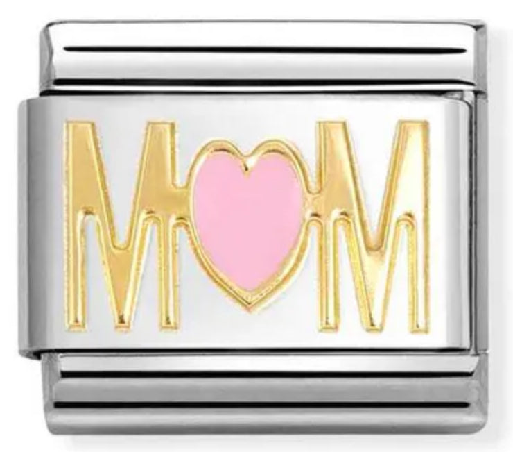 Family - Mum Pink Heart Gold Charm