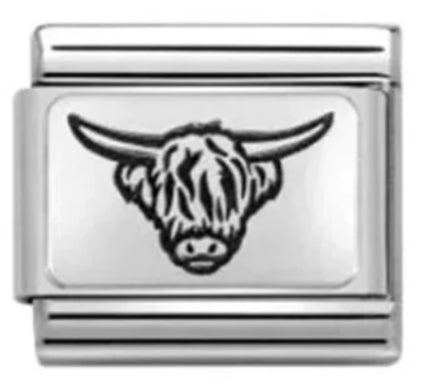 Animal - Highland Cow Silver Charm