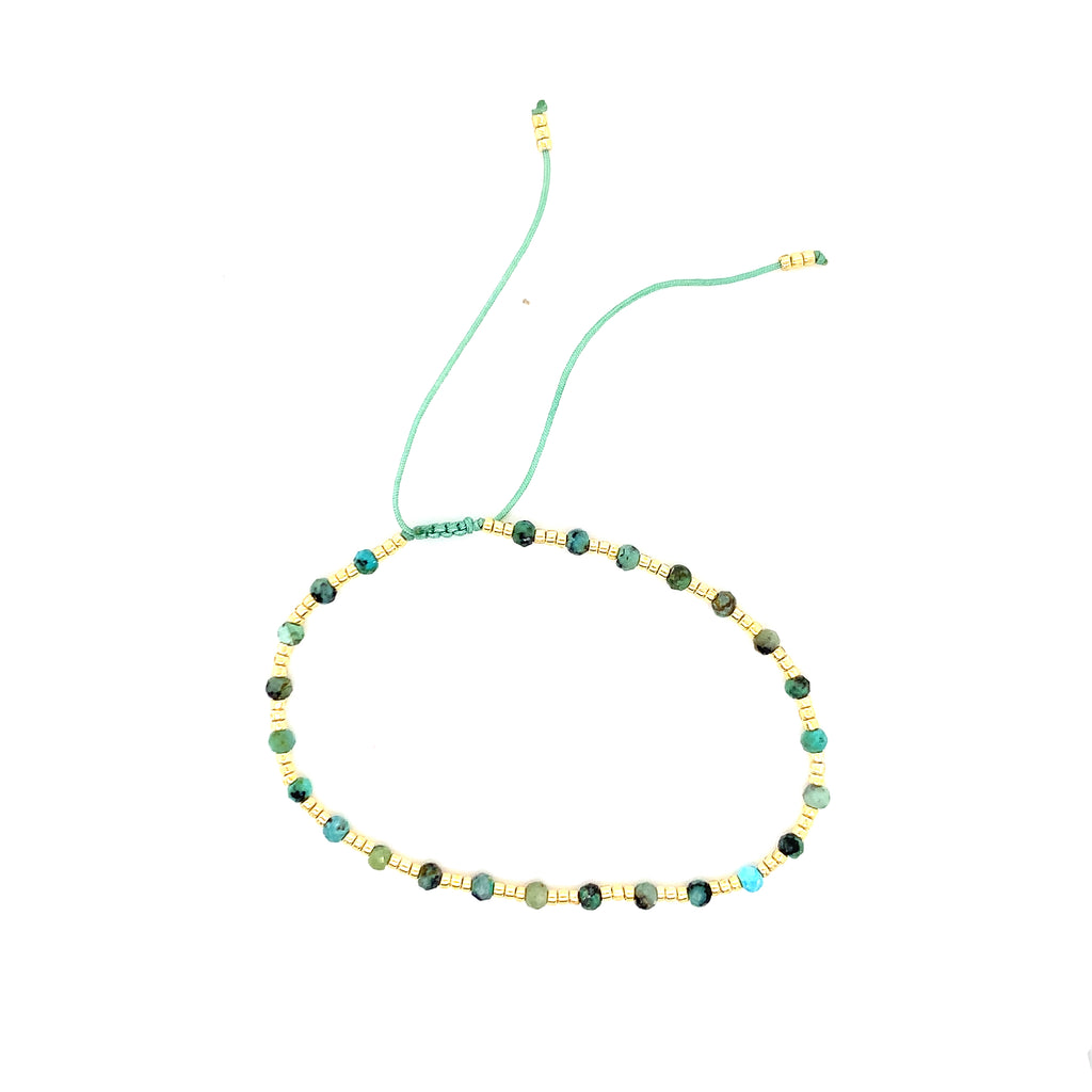 Adjustable Beaded Bracelet - Turquoise Gemstone