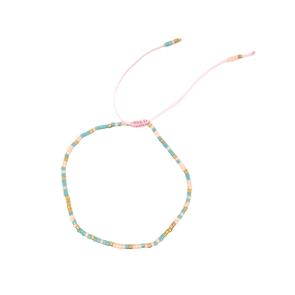 Adjustable Beaded Bracelet - Pink & Blue