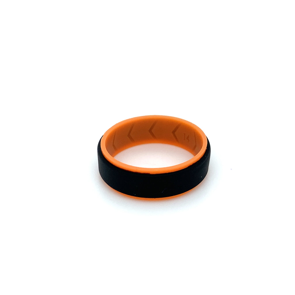 Black & Orange Double Coloured Silicone Ring