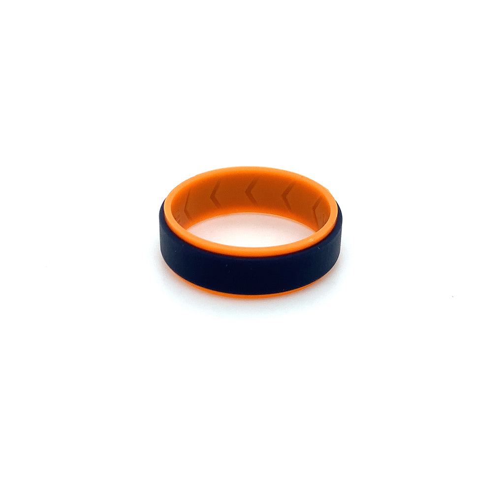 Navy & Orange Double Coloured Silicone Ring