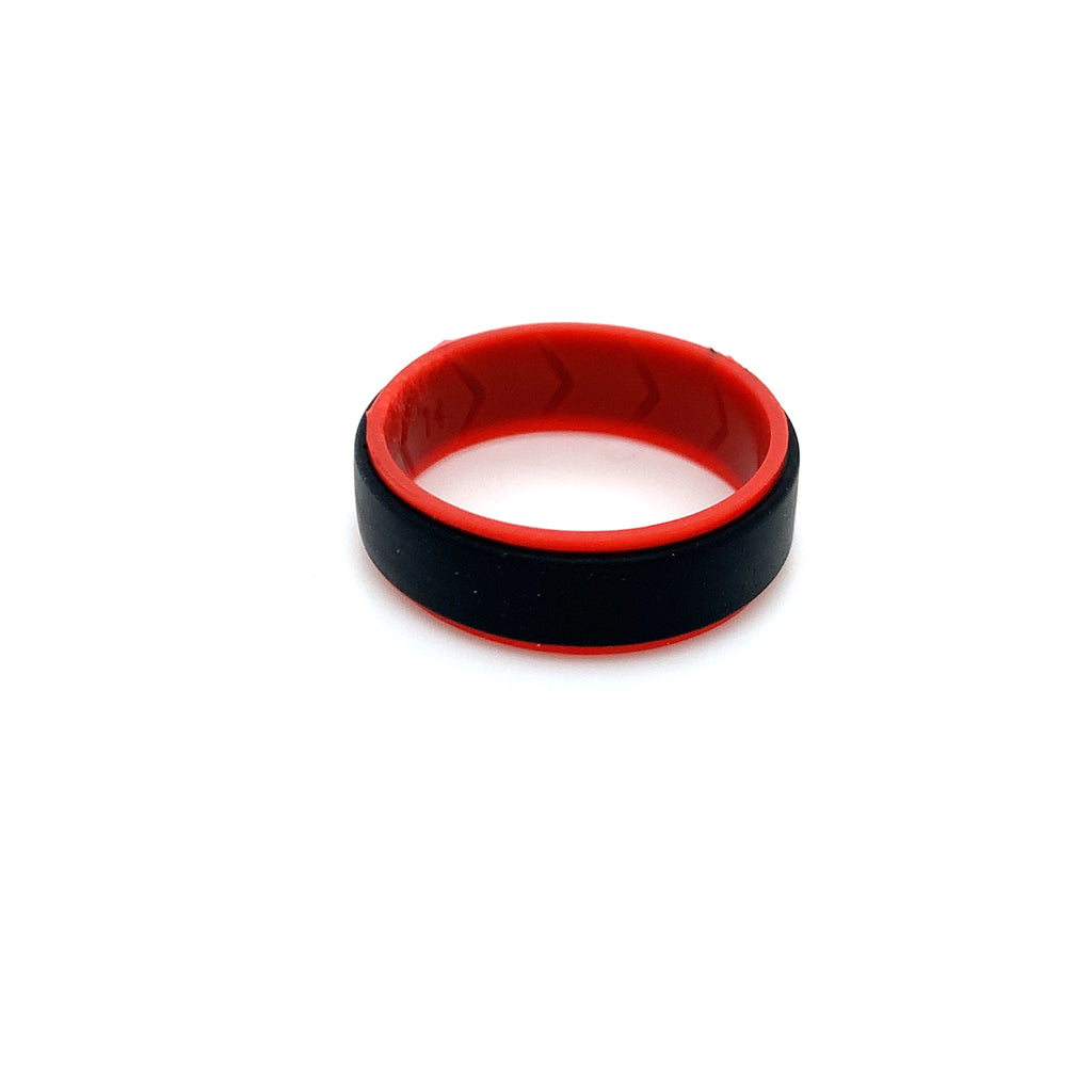 Black & Red Double Coloured Silicone Ring