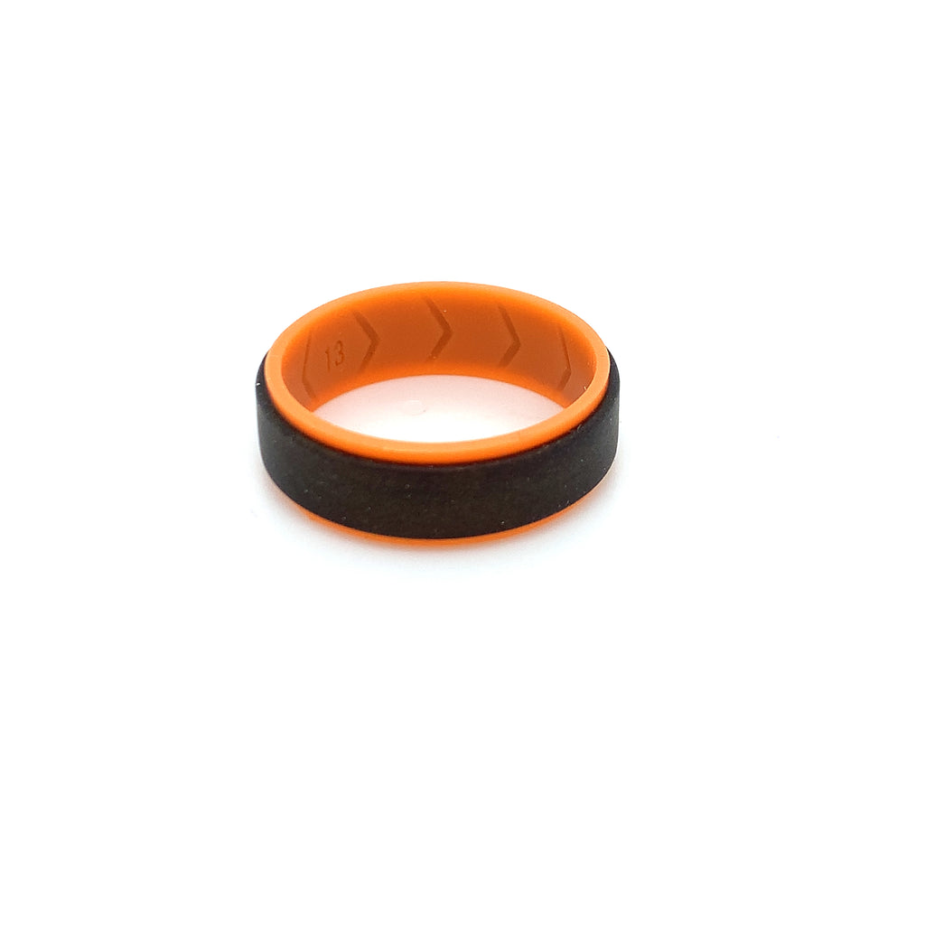 Orange & Bronzy Grey Double Coloured Silicone Ring