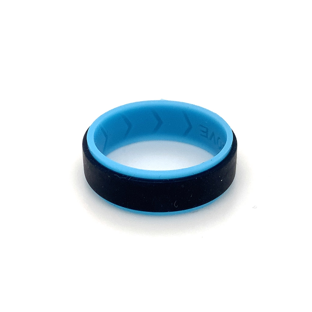 Black & Blue Double Coloured Silicone Ring