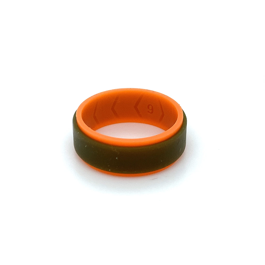 Orange & Green Double Coloured Silicone Ring