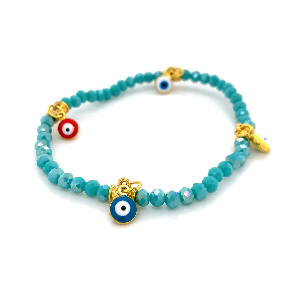 Turquoise Blue Mati Evil Eye Crystal Bracelets