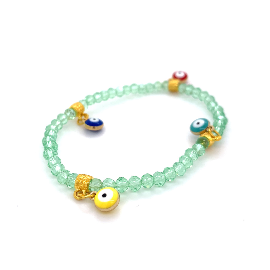 Clear Green Mati Evil Eye Crystal Bracelets