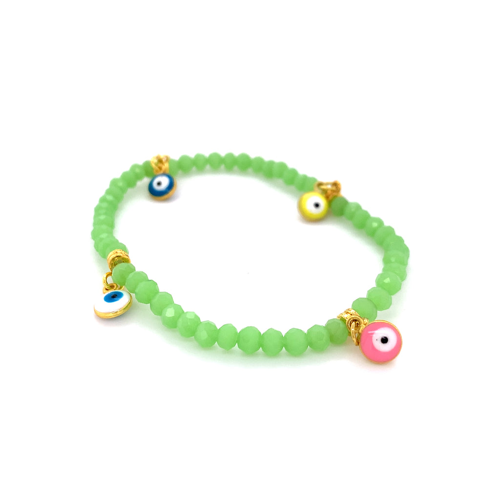 Lime Green Mati Evil Eye Crystal Bracelets