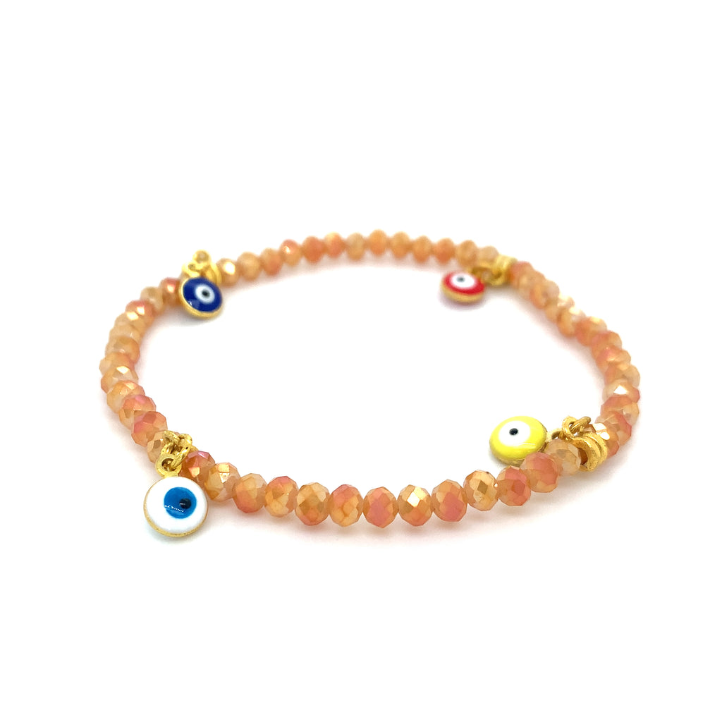 Rosegold Shimmer Mati Evil Eye Crystal Bracelets