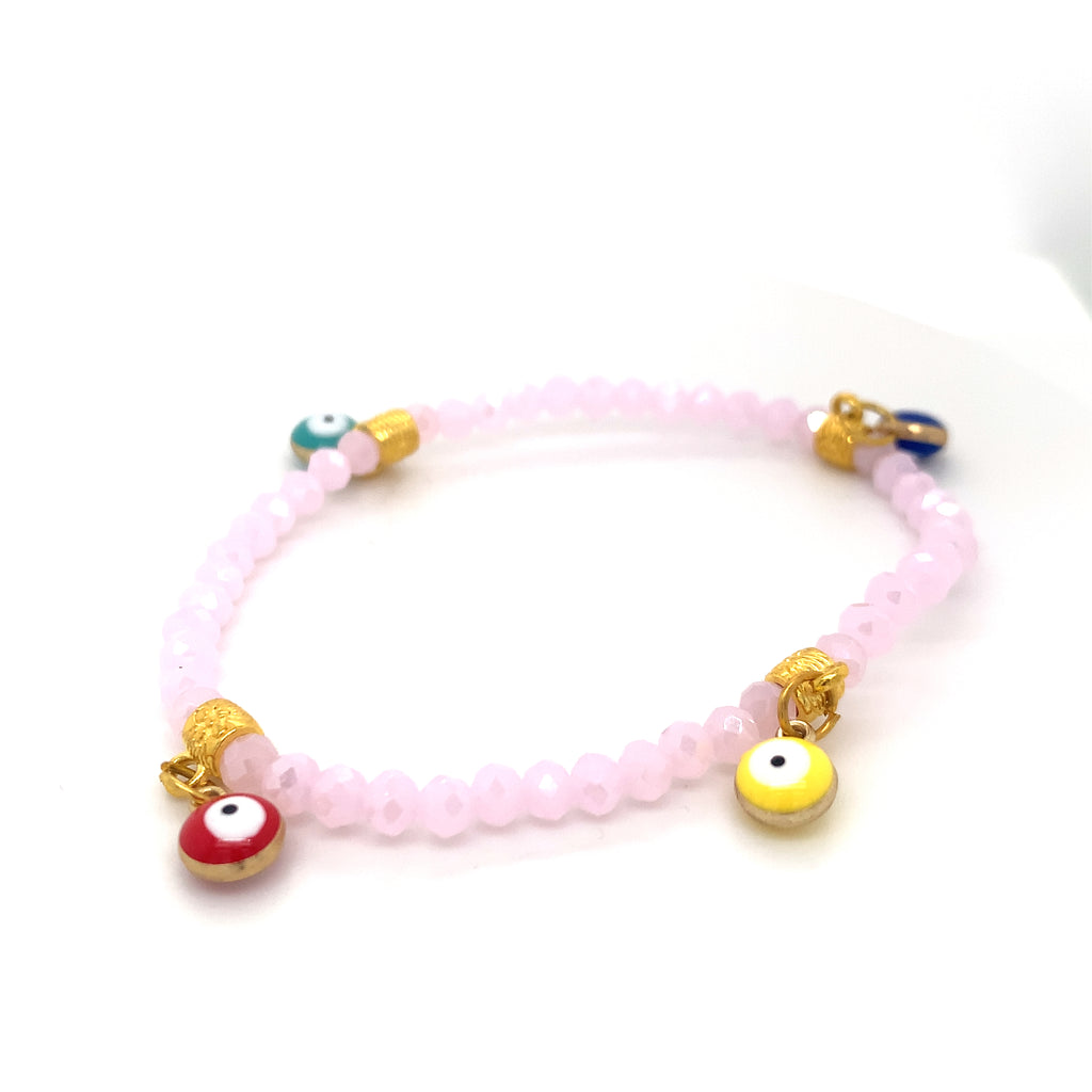 Pink Evil Eye Crystal Bracelets