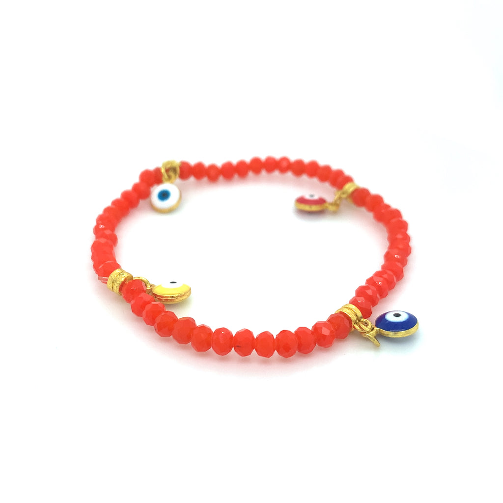 Orange Mati Evil Eye Crystal Bracelets