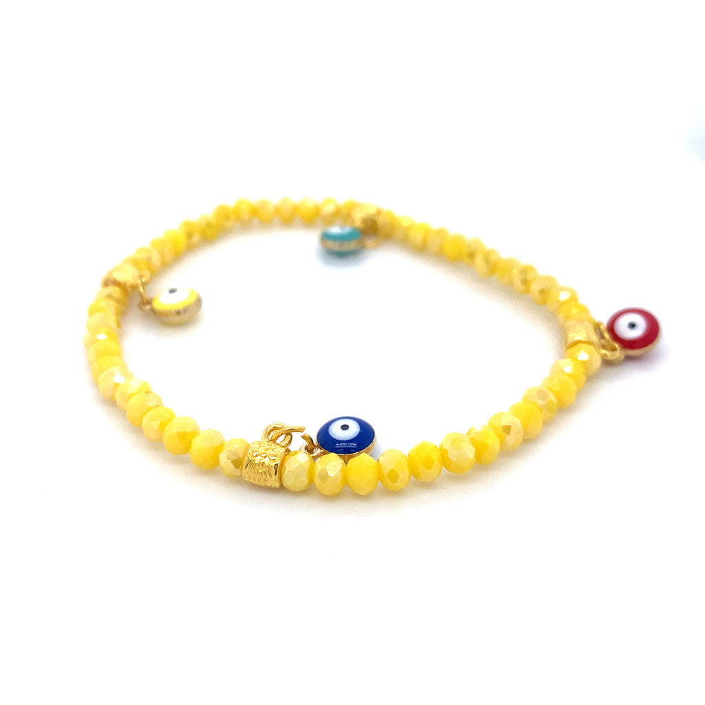 Yellow Mati Evil Eye Crystal Bracelets