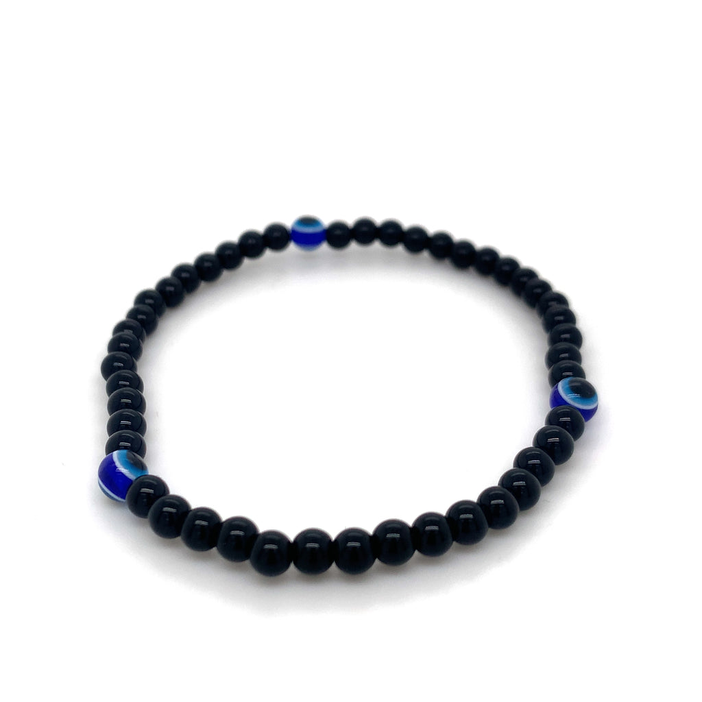 Black Mati Evil Eye Smooth Ball Beaded Bracelets