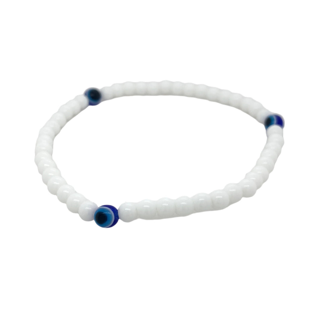 Mati Evil Eye - White Beaded Bracelets