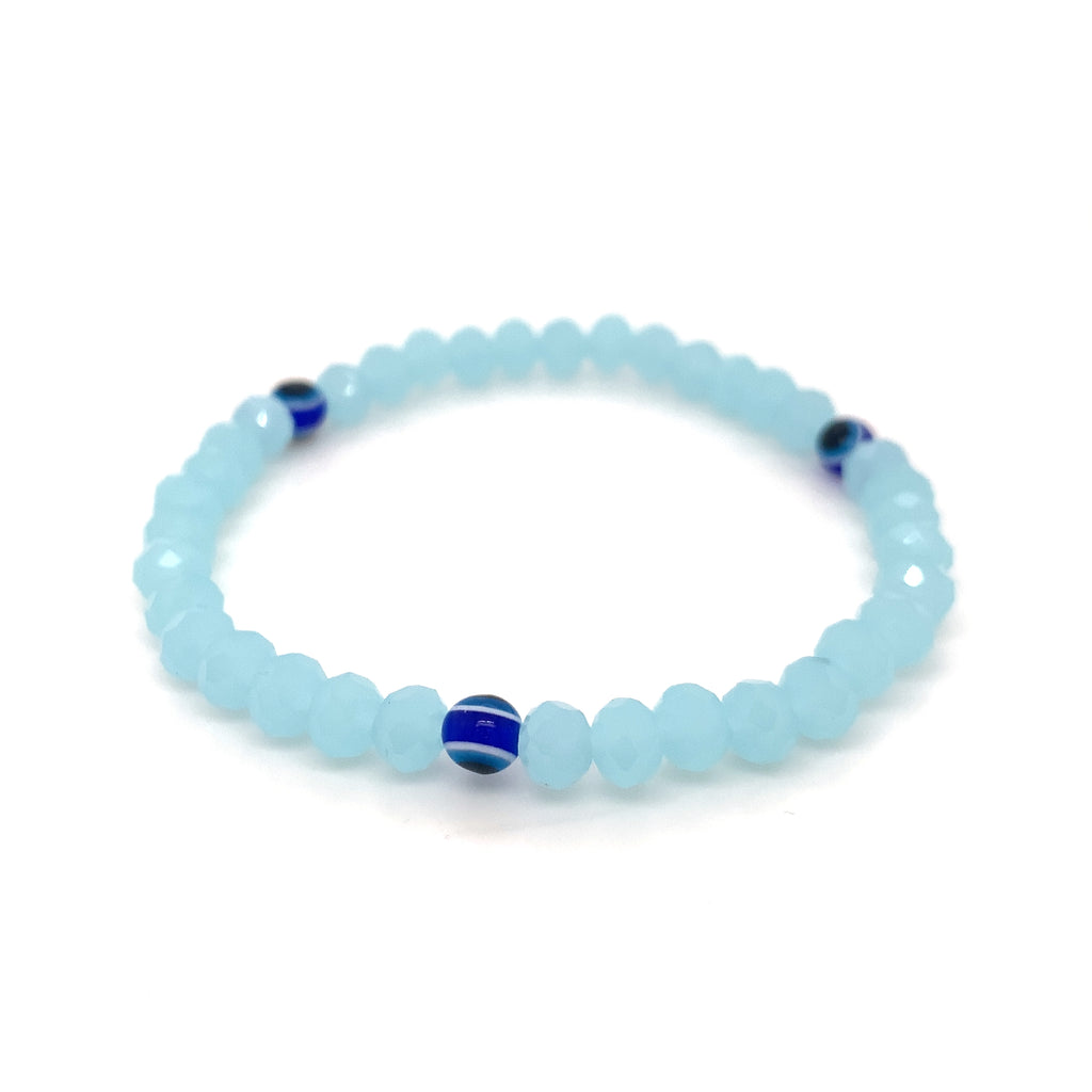 Blue Mati Evil Eye Smooth Ball Beaded Bracelets