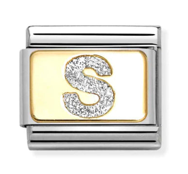 Glitter Letter S Gold Charm