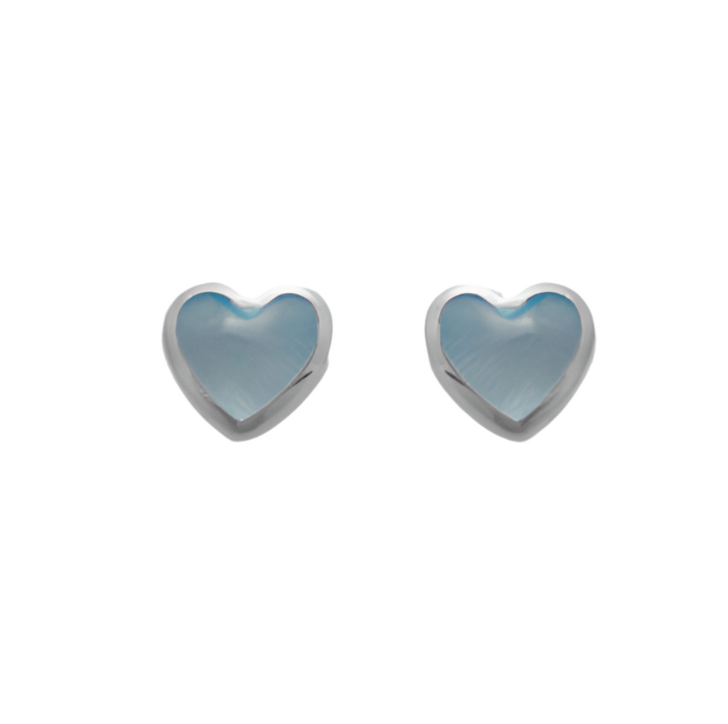 Small Semi Precious Hearts Stud Earrings - 3 colours