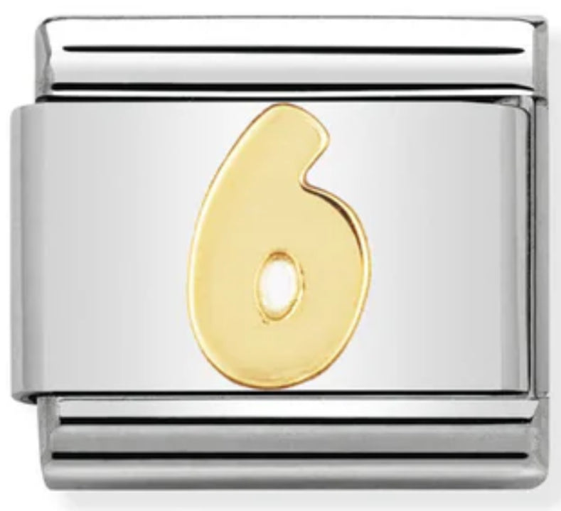 Number 6 Gold Charm