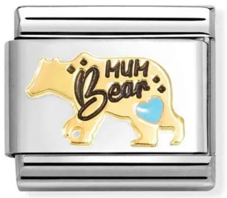 Baby - Mum Blue Bear Gold Charm