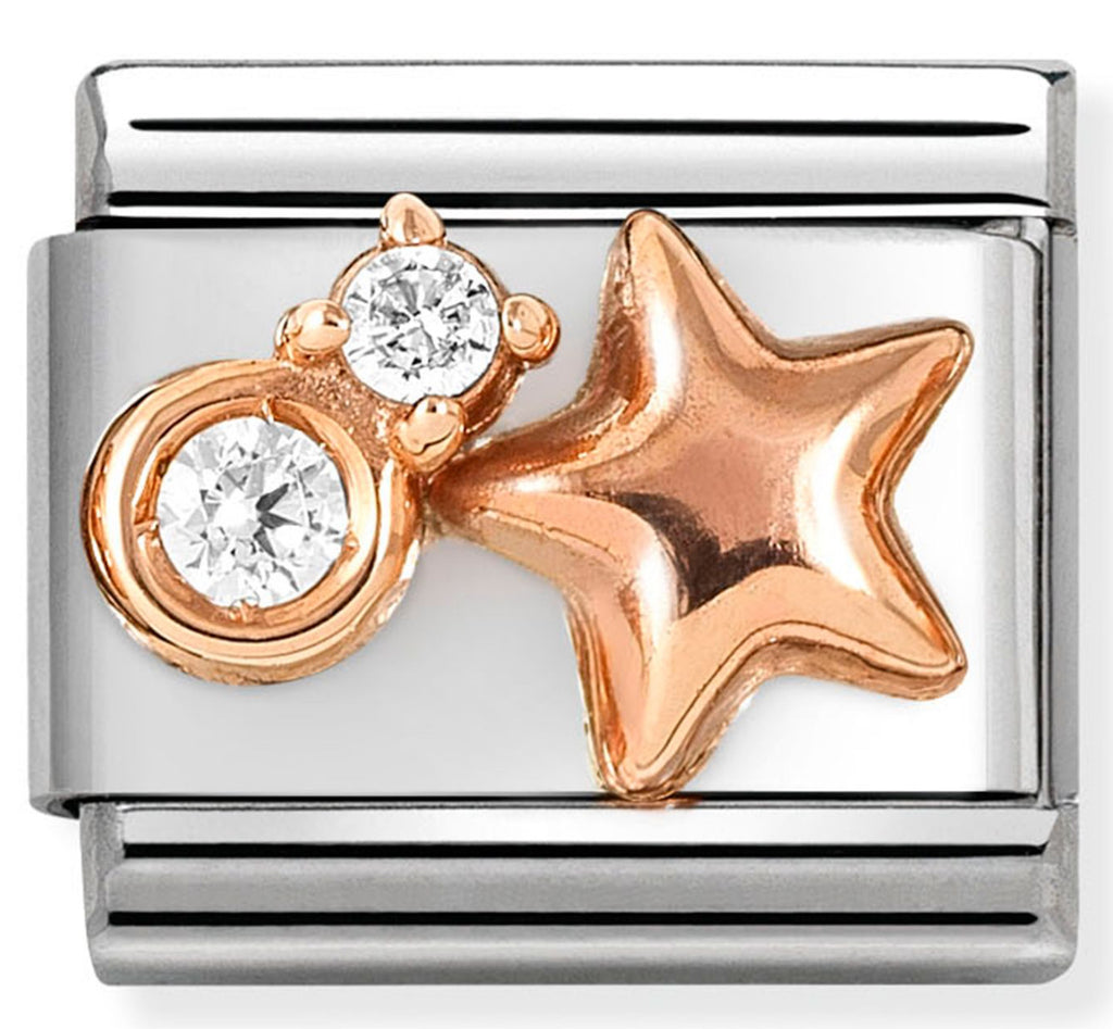 Symbol - Rounded Star with two CZ Rosegold Charm