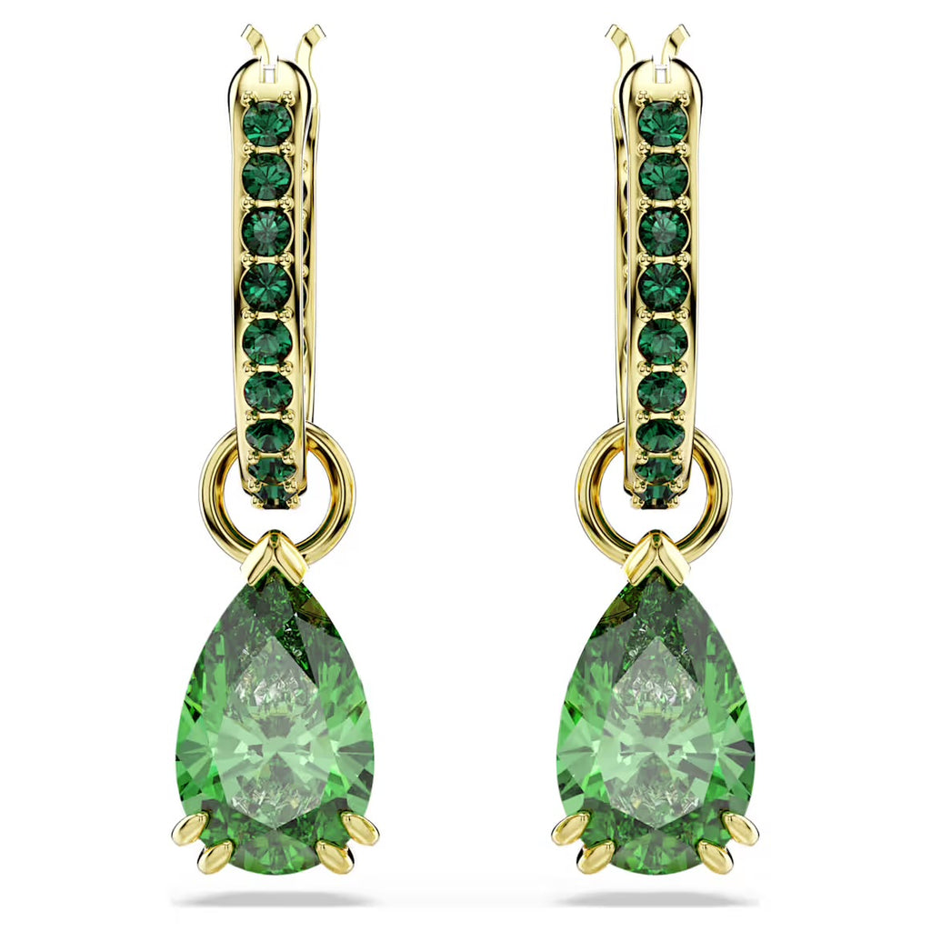 Attract Pear Green Gold Drop Earrings