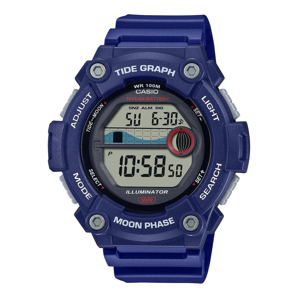 Casio Digital Tide Blue Resin Band Watch