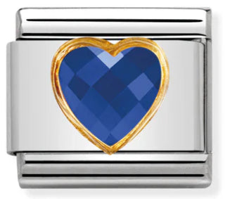 Gemstones - Heart Facet Dark Blue Gold Charm