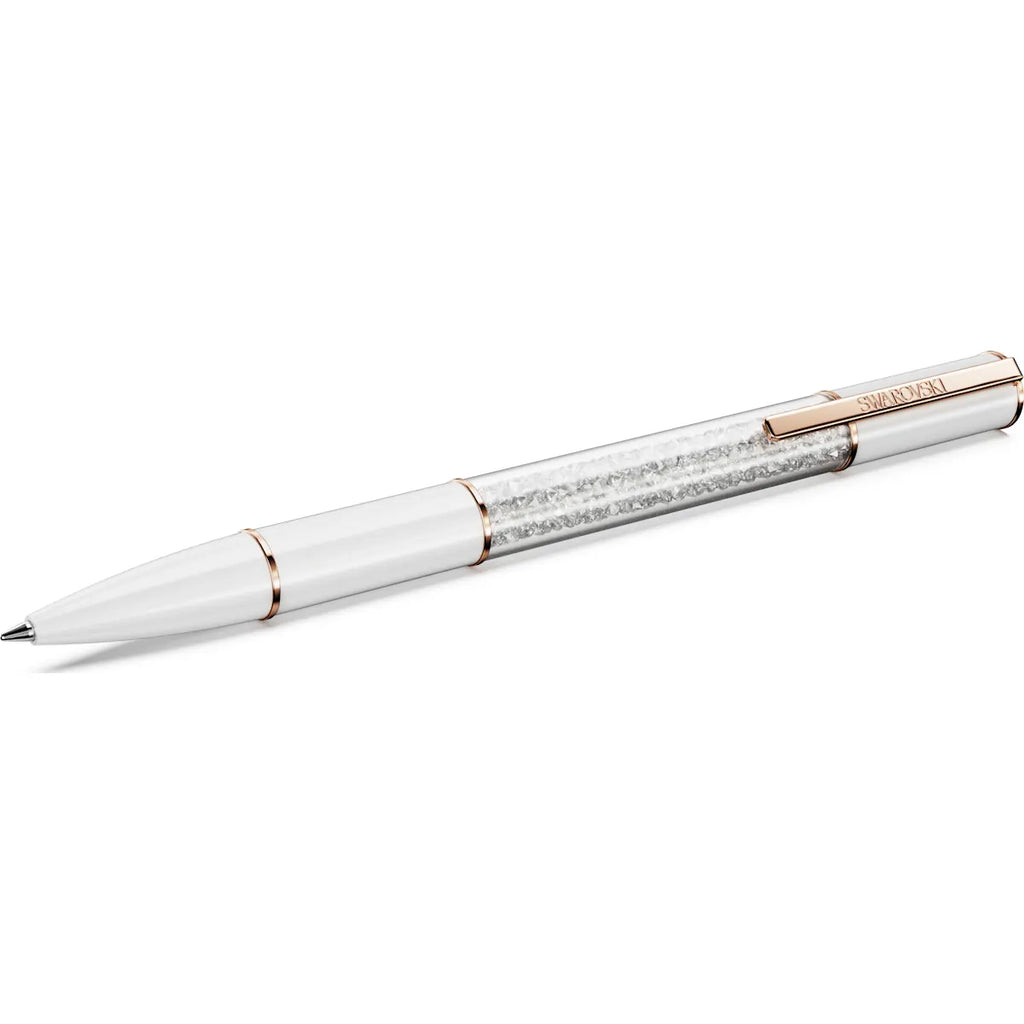 Crystalline Lustre ballpoint pen, White, Rose gold-tone plated