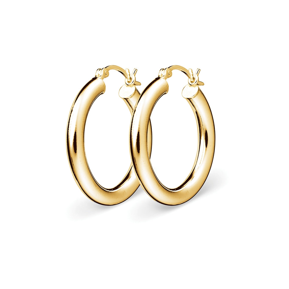 Earring - Gold Round Tube Hoops