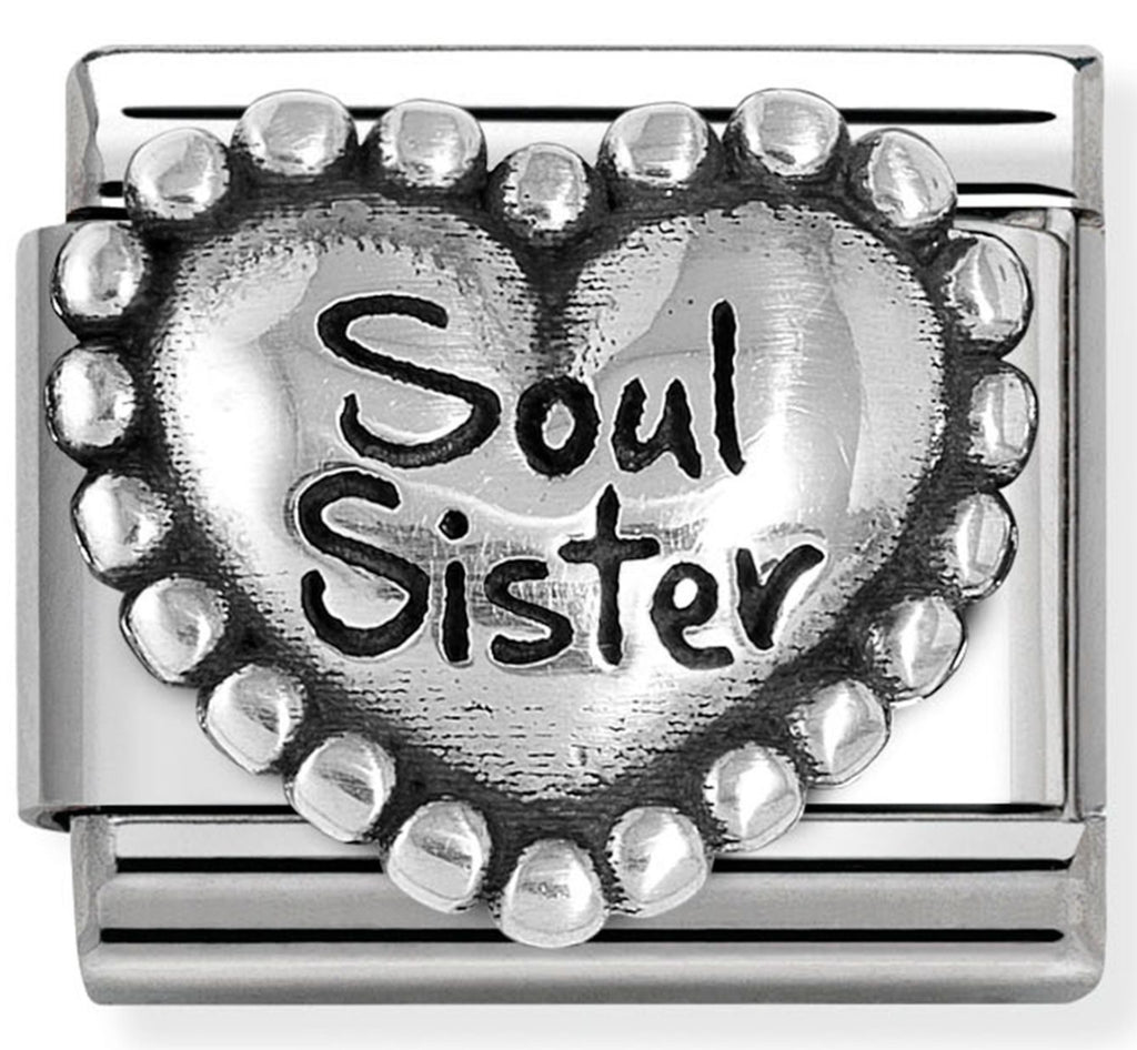 Family - Heart with Dots Soul Sister Silver Oxidised Charm