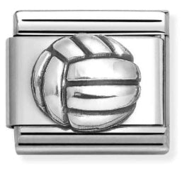 Sport - Raised Volleyball Silver Oxidised Charm