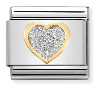 Glitter - Silver Heart Gold Charm