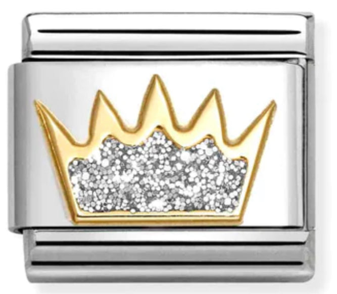 Glitter -  Silver Crown Gold Charm