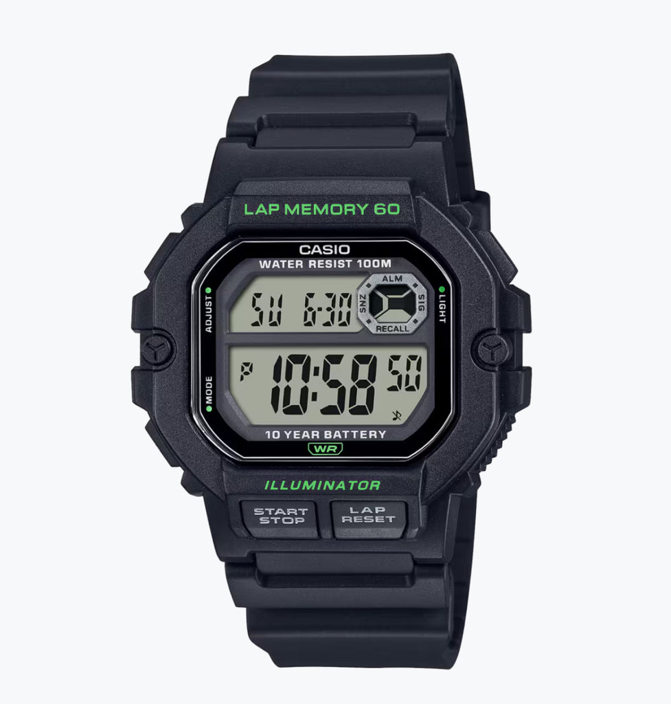 Casio Men’s Digital Lap Black Resin Band Watch