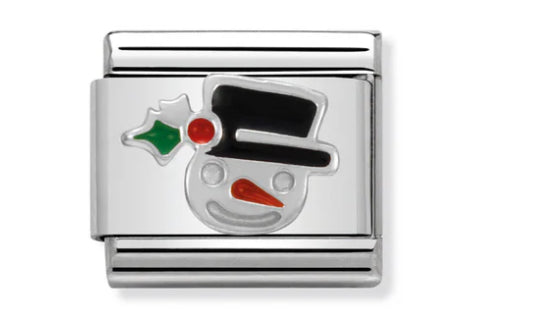 Christmas - Snowman Face Silver Charm