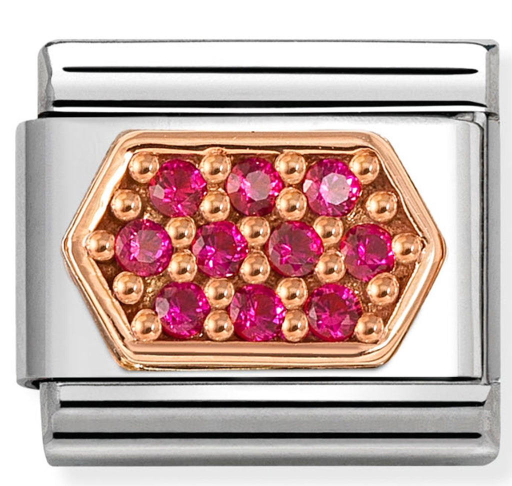 Symbol - Red Hexagon Rosegold Charm