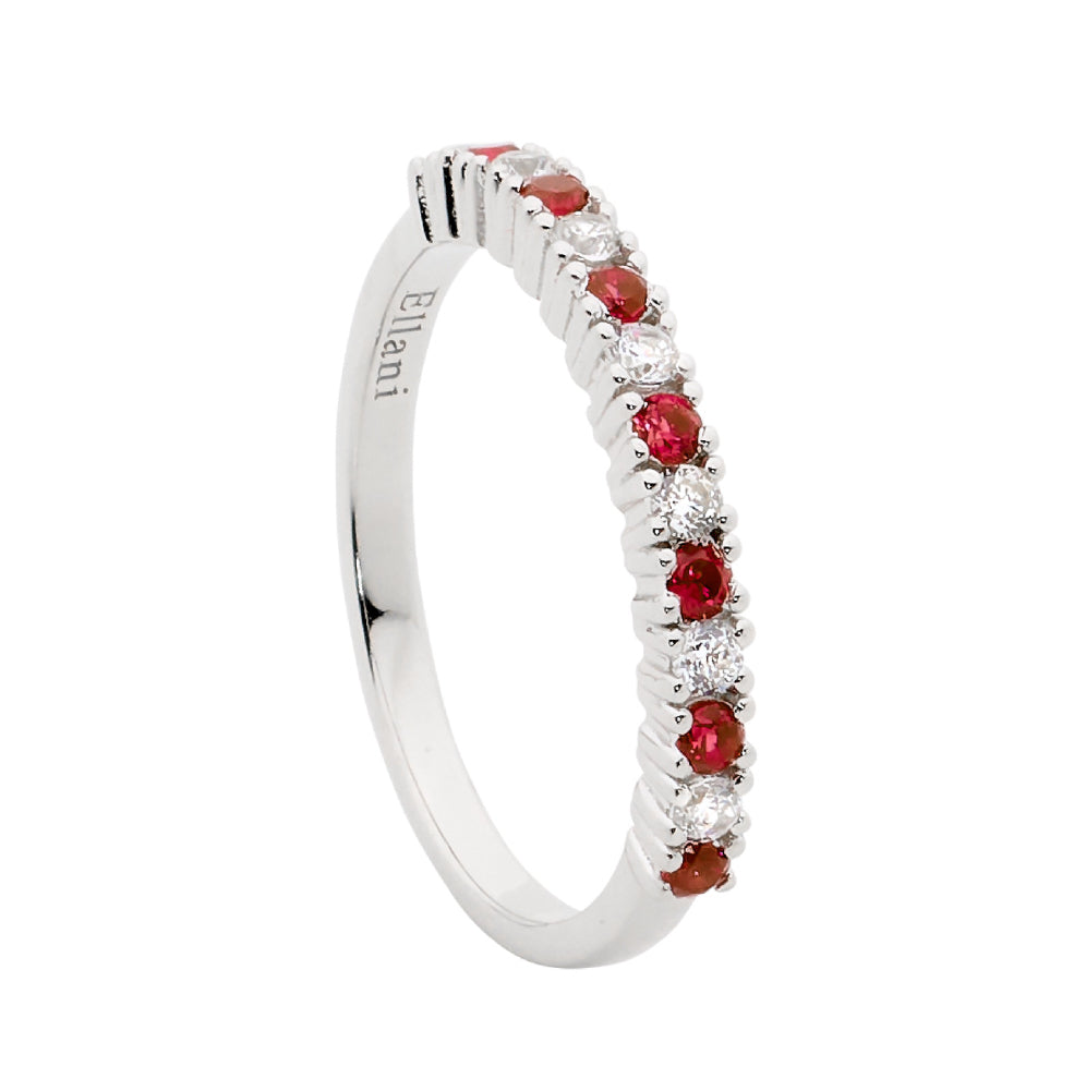 SS Red & Clear CZ Ring