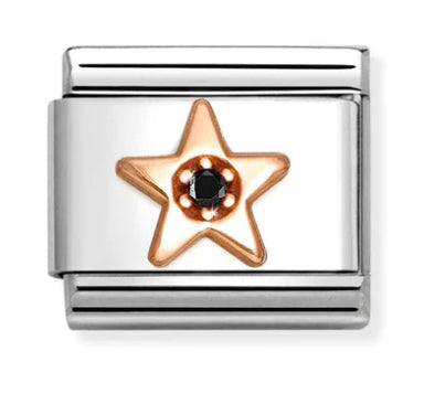 Symbol - Star with Black CZ Rosegold Charm