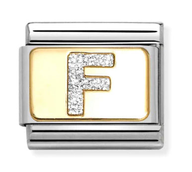 Glitter Letter F Gold Charm