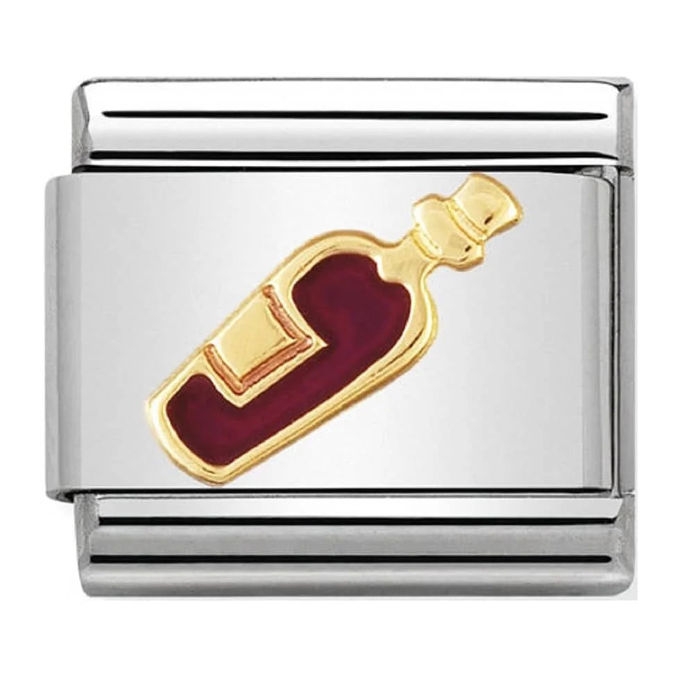 Food & Drink - Red Wine Gold And Enamel Charm