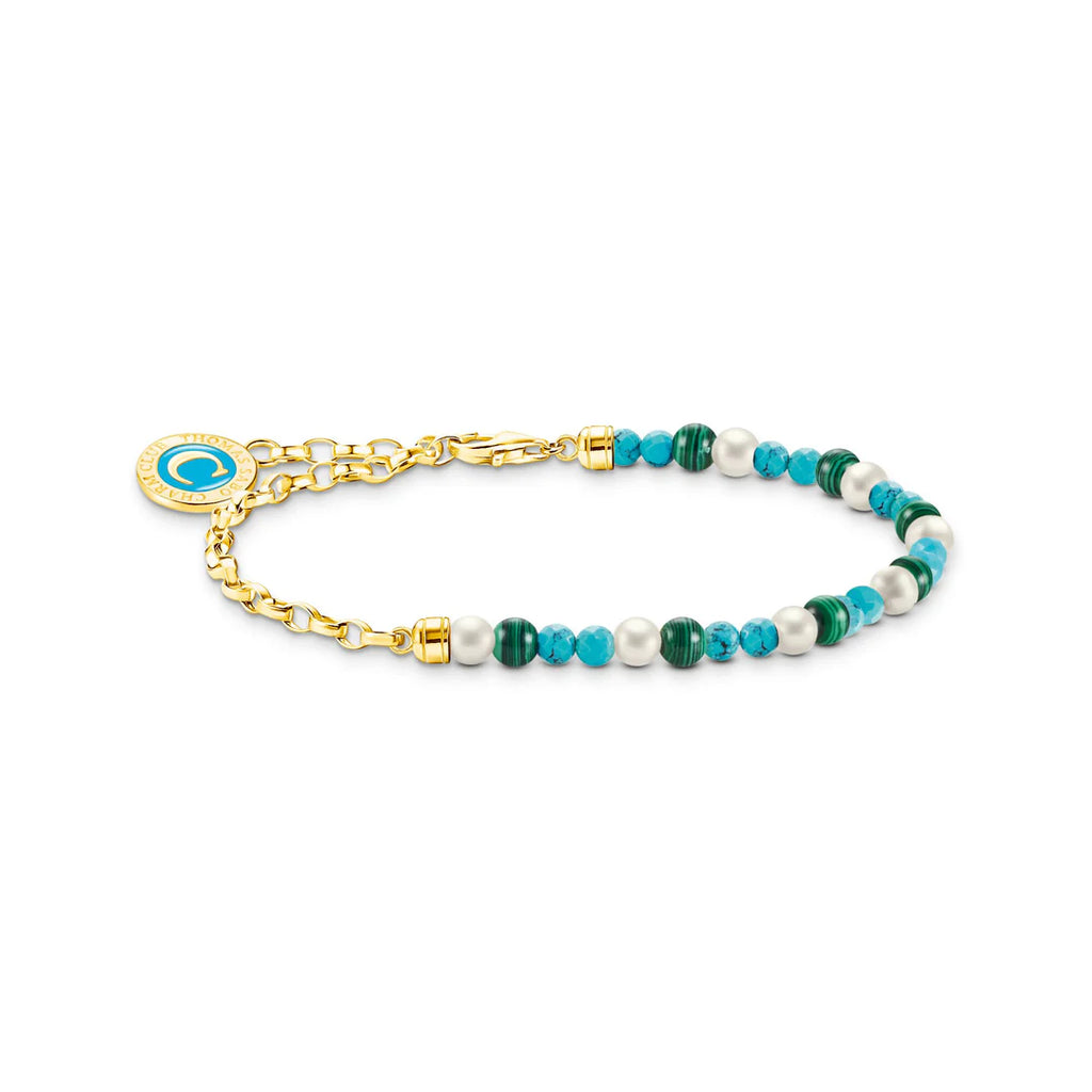 Charmista YGP Turquoise, Malachite & Pearl Bracelet