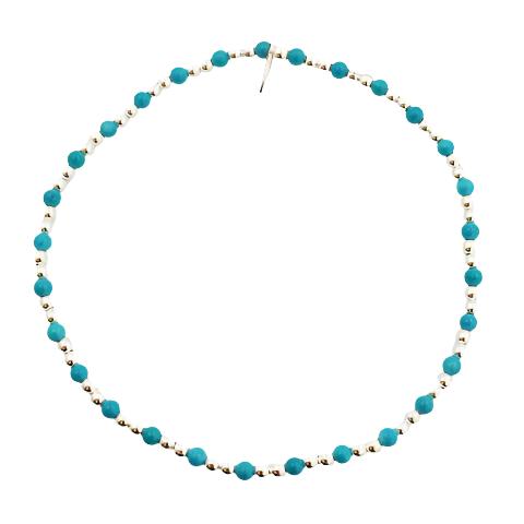 Elastic Bracelet - Turquoise and Silver Ball