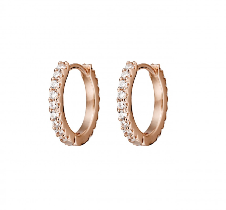 Earring - Rosegold Plated & CZ Detailing Hoop