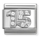 Number 15th CZ Silver Charm