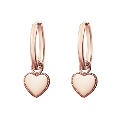 Earring - Rosegold Flat Heart Huggie Earrings