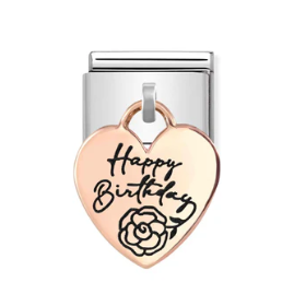 Heart Happy Birthday Dangle Rosegold Charm